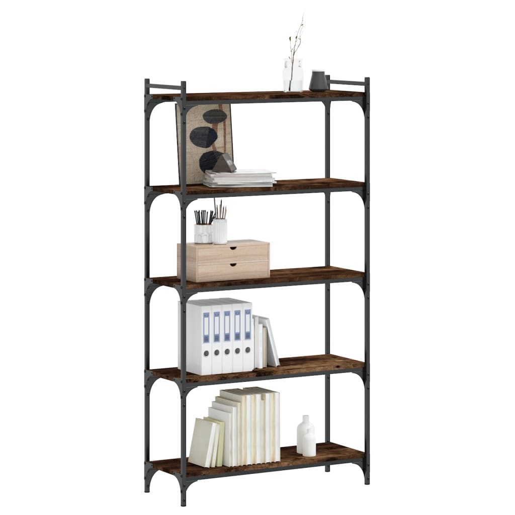Libreria a 5 Ripiani Rovere Fumo 80x30x154 cm Legno Multistrato | homemem39