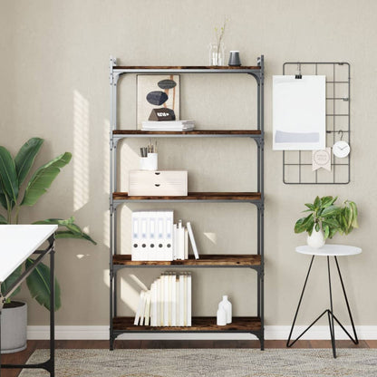 Libreria a 5 Ripiani Rovere Fumo 80x30x154 cm Legno Multistrato | homemem39