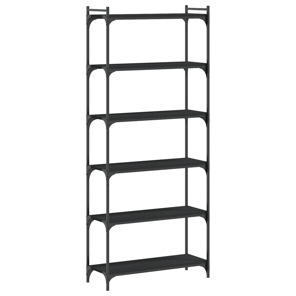 Libreria a 6 Ripiani Nera 80x30x188 cm in Legno Multistrato | homemem39