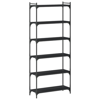 Libreria a 6 Ripiani Nera 80x30x188 cm in Legno Multistrato | homemem39