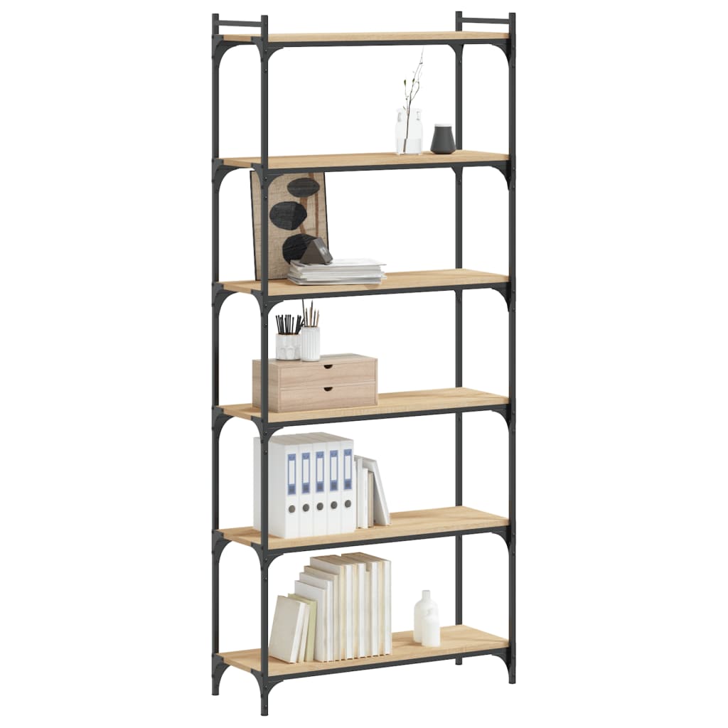 Libreria 6 Ripiani Rovere Sonoma 80x30x188 cm Legno Multistrato | homemem39