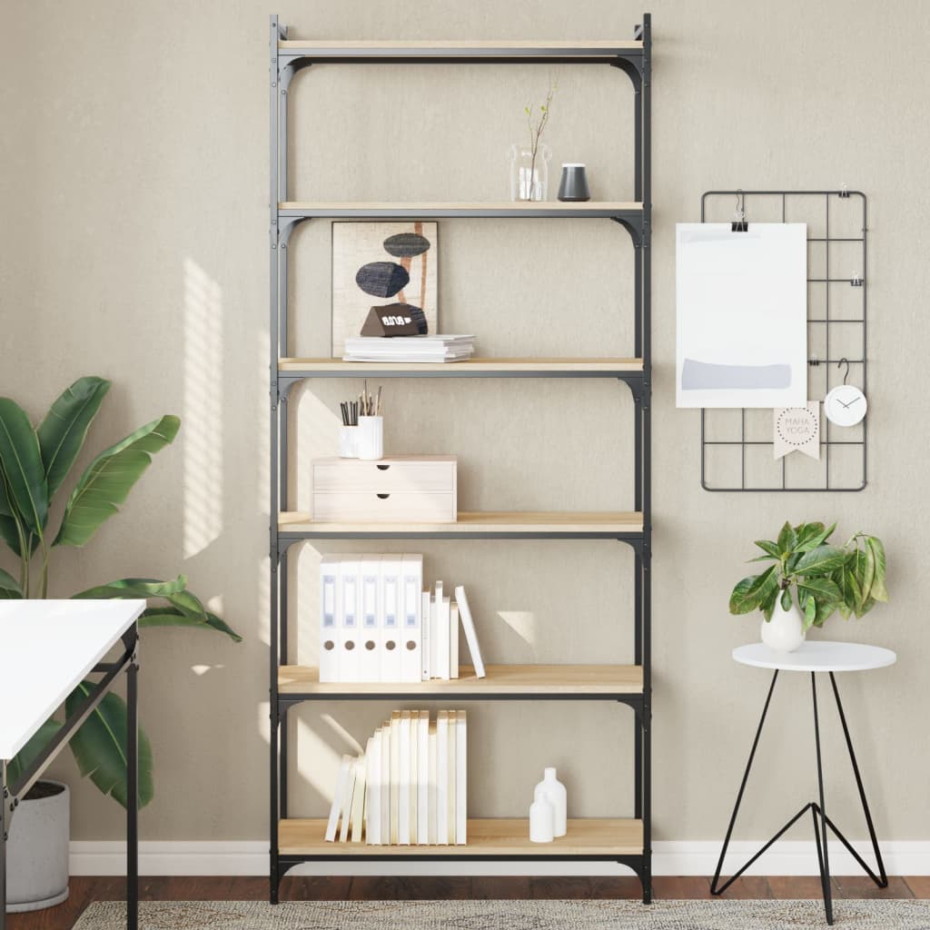 Libreria 6 Ripiani Rovere Sonoma 80x30x188 cm Legno Multistrato | homemem39