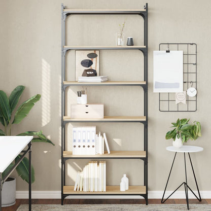 Libreria 6 Ripiani Rovere Sonoma 80x30x188 cm Legno Multistrato | homemem39
