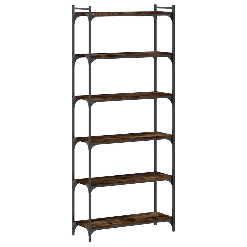 Libreria a 6 Ripiani Rovere Fumo 80x30x188 cm Legno Multistrato | homemem39