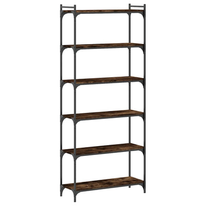 Libreria a 6 Ripiani Rovere Fumo 80x30x188 cm Legno Multistrato | homemem39