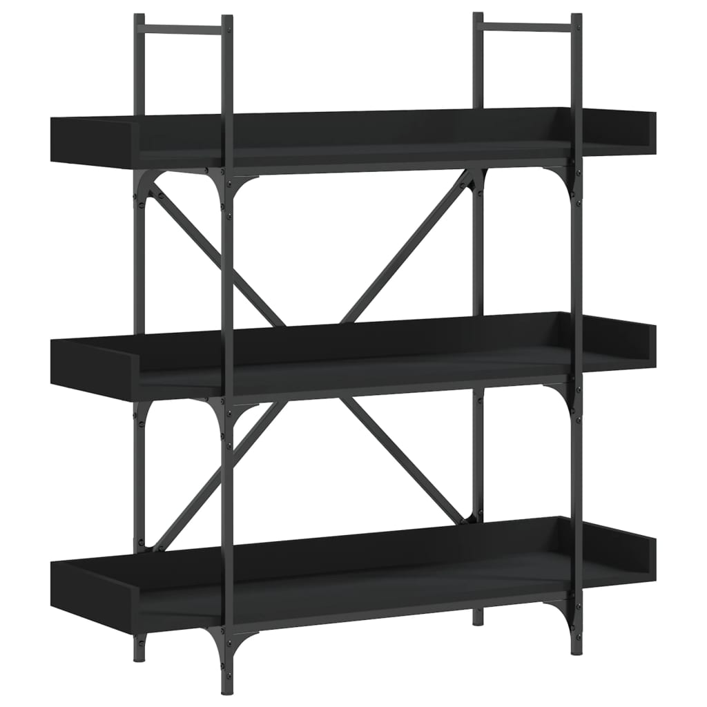 Libreria a 3 Ripiani Nera 100x33x108,5 cm in Legno Multistrato | homemem39
