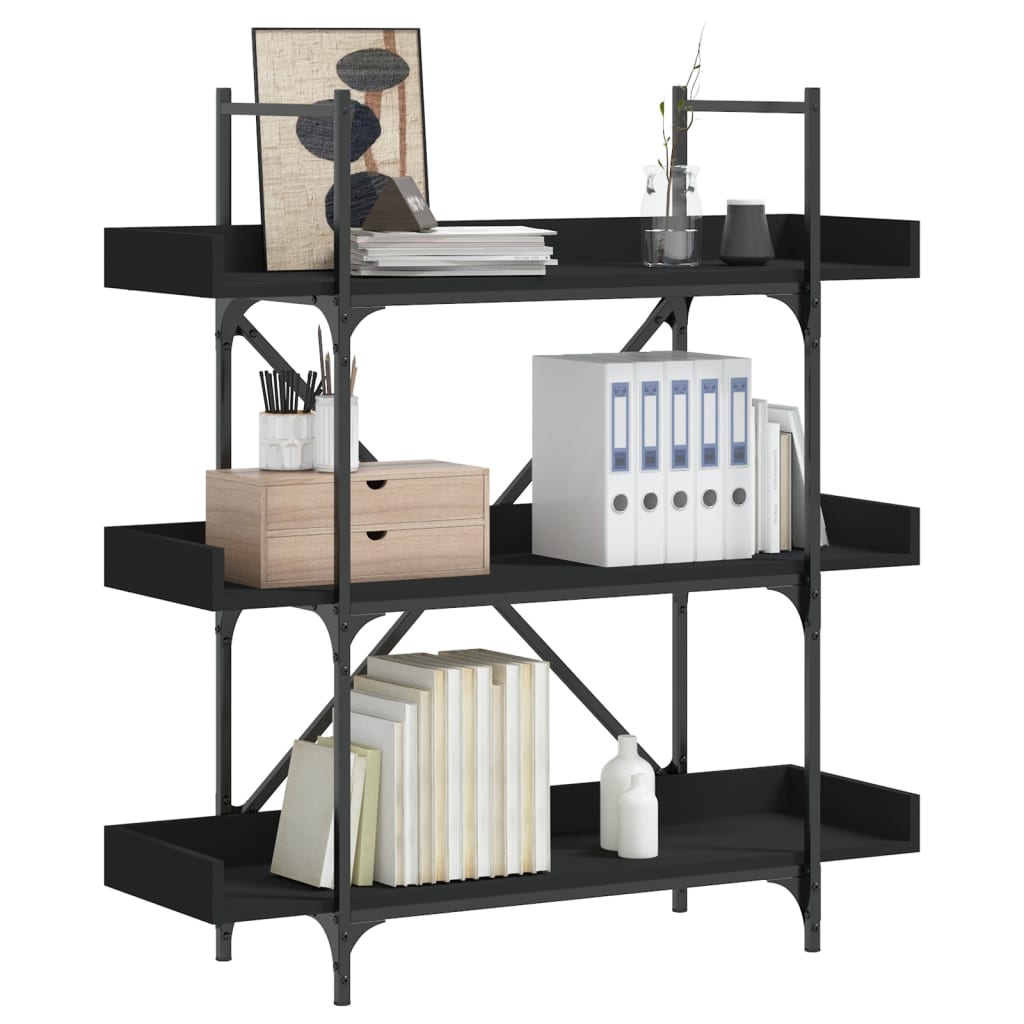 Libreria a 3 Ripiani Nera 100x33x108,5 cm in Legno Multistrato | homemem39