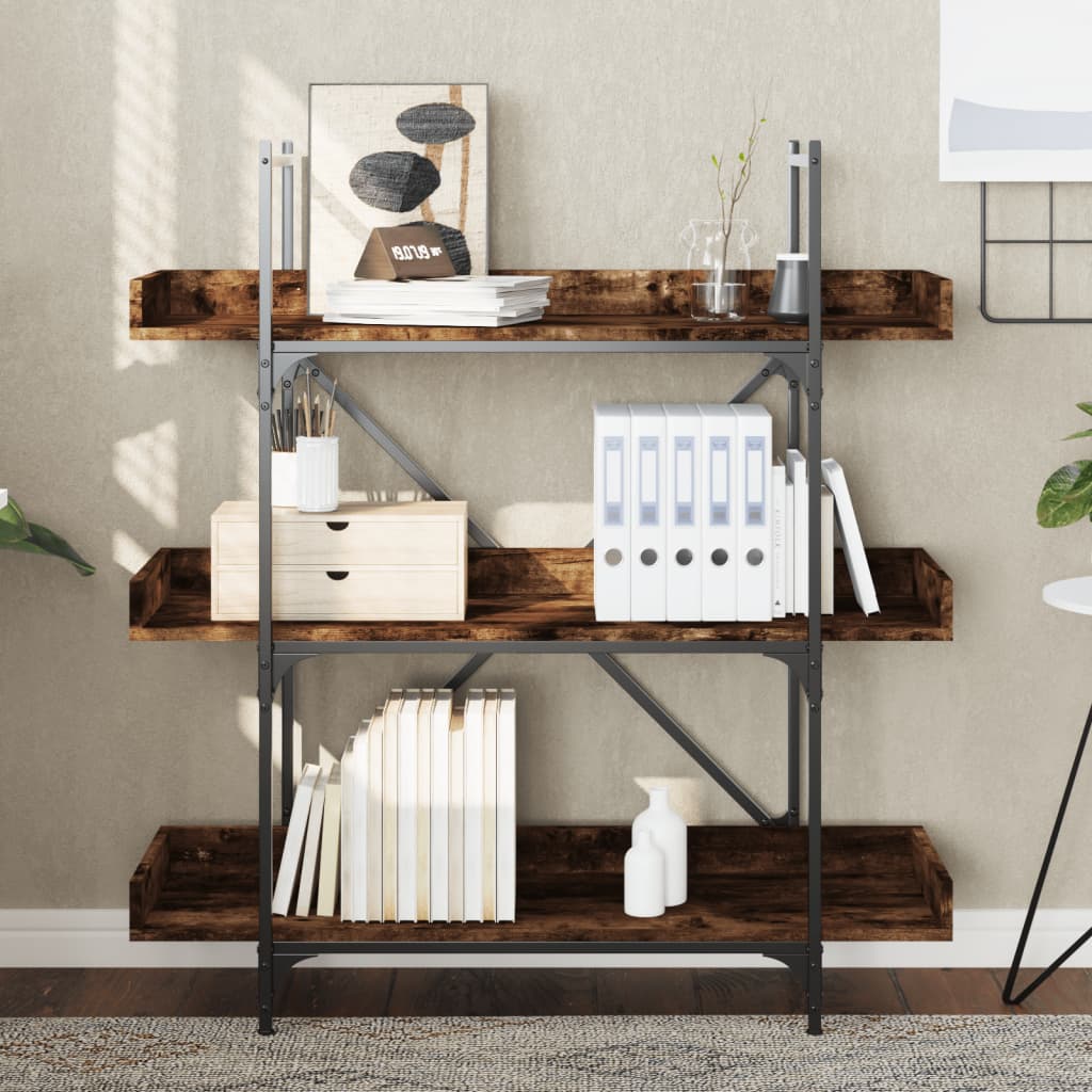 Libreria 3 Ripiani Rovere Fumo 100x33x108,5cm Legno Multistrato | homemem39