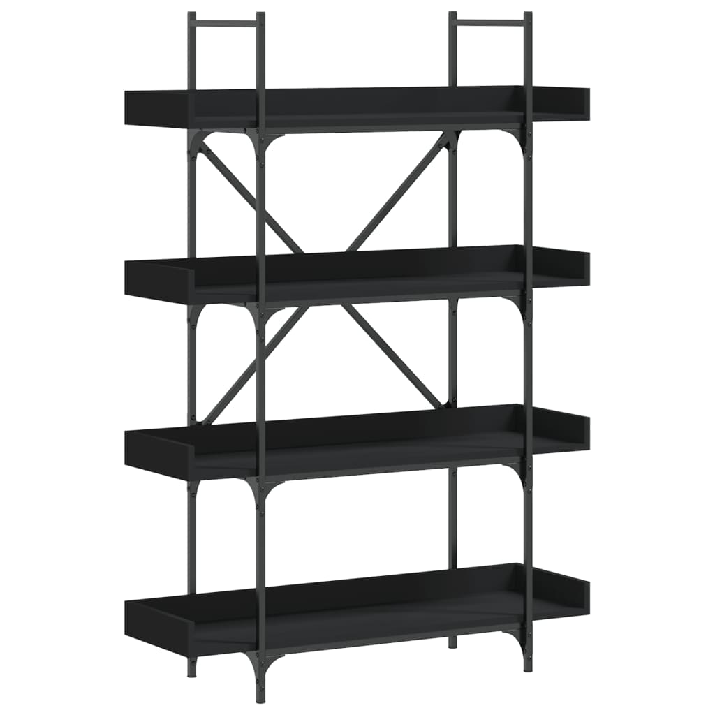 Libreria a 4 Ripiani Nera 100x33x145,5 cm in Legno Multistrato | homemem39