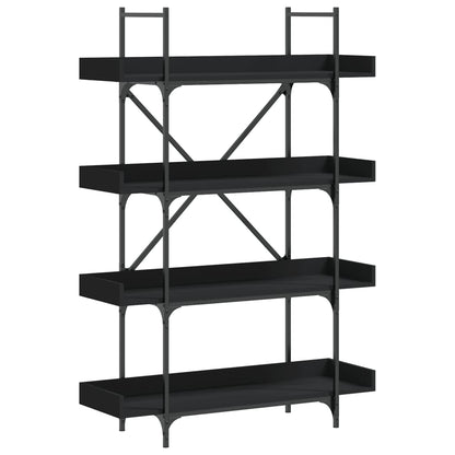 Libreria a 4 Ripiani Nera 100x33x145,5 cm in Legno Multistrato | homemem39