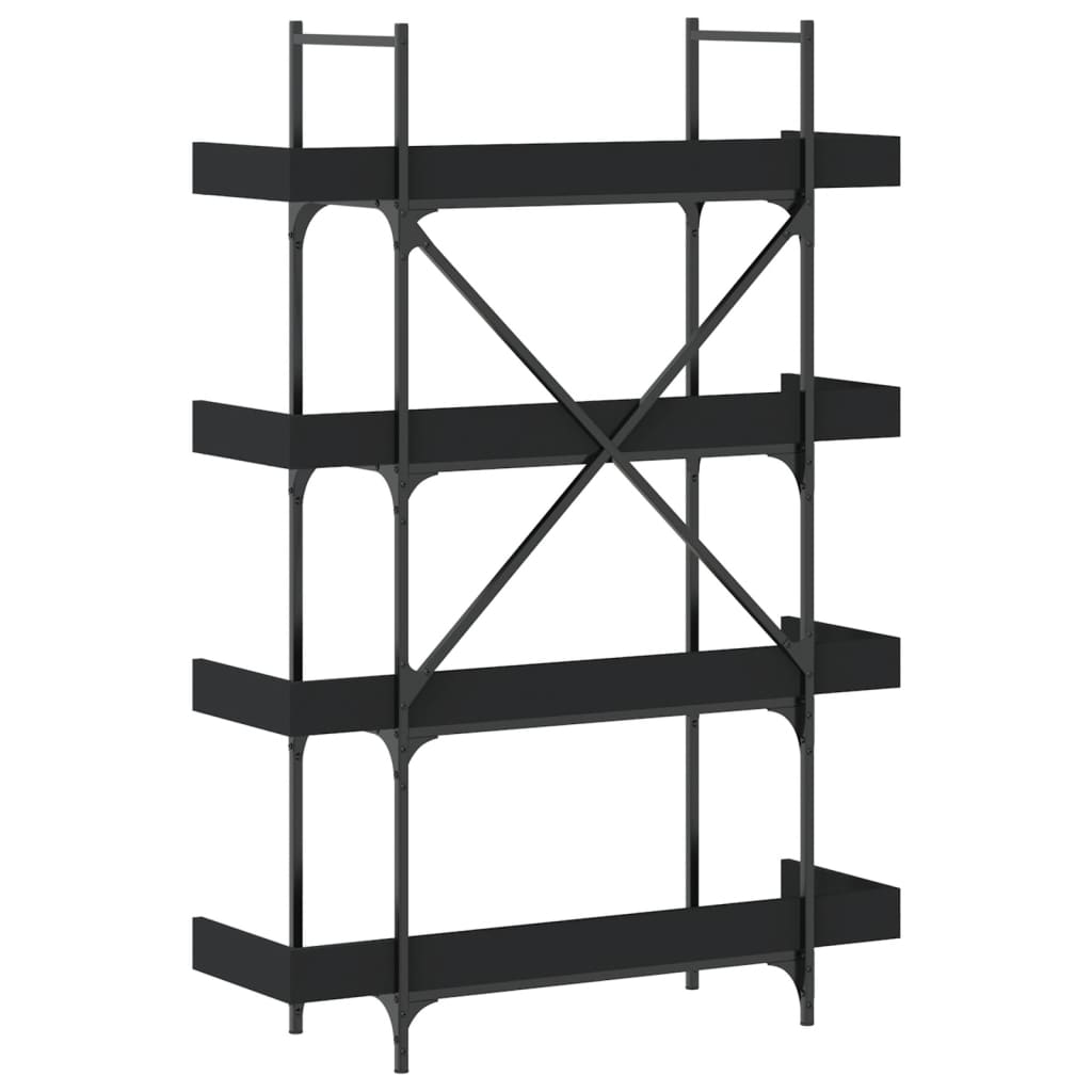 Libreria a 4 Ripiani Nera 100x33x145,5 cm in Legno Multistrato | homemem39