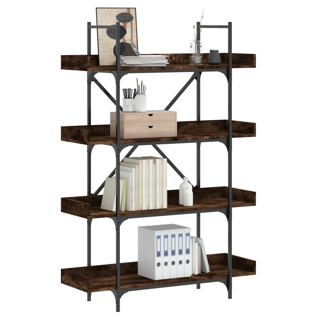 Libreria 4 Ripiani Rovere Fumo 100x33x145,5cm Legno Multistrato | homemem39