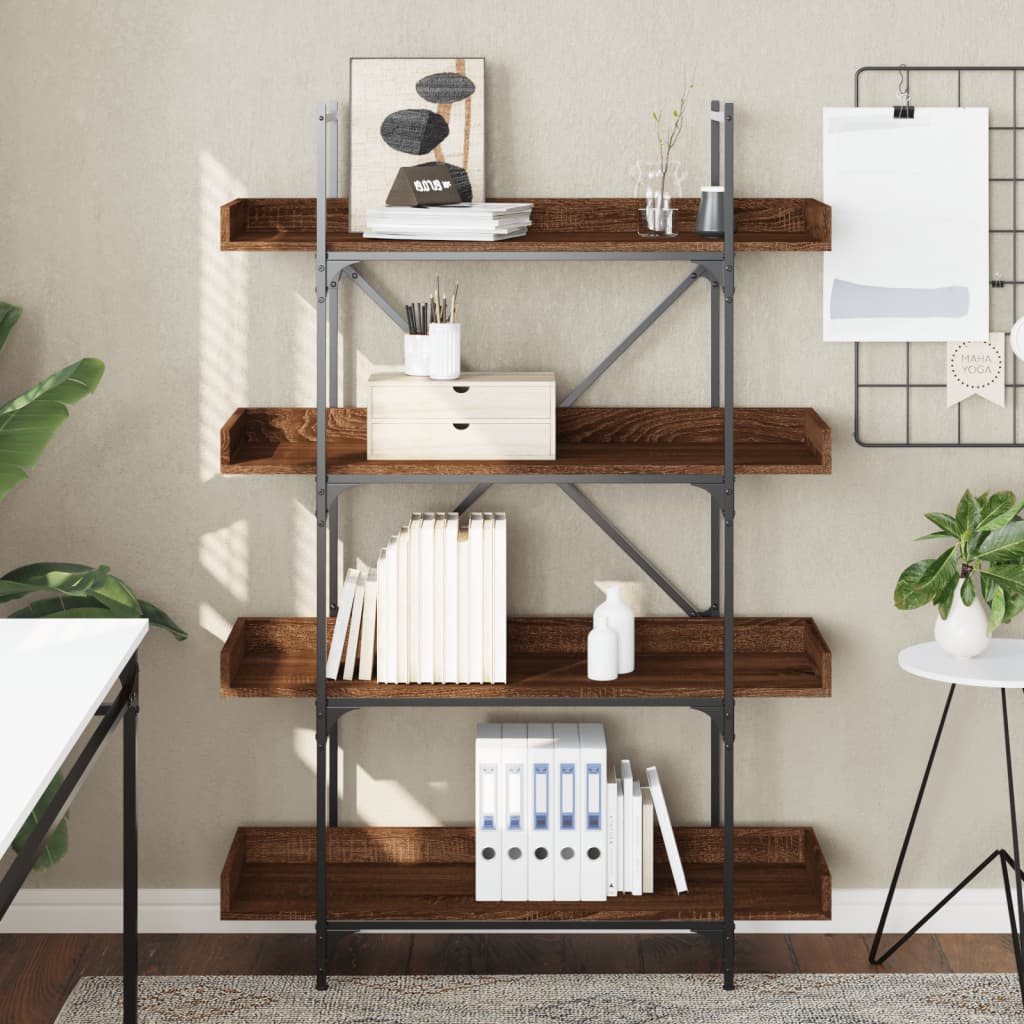 Libreria 4Ripiani Rovere Marrone 100x33x145,5 Legno Multistrato | homemem39