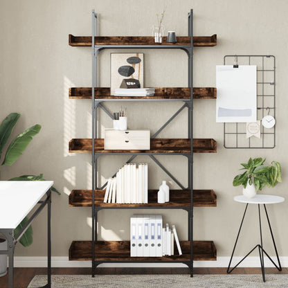 Libreria 5 Ripiani Rovere Fumo 100x33x180,5cm Legno Multistrato | homemem39