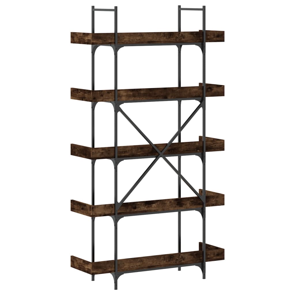 Libreria 5 Ripiani Rovere Fumo 100x33x180,5cm Legno Multistrato | homemem39