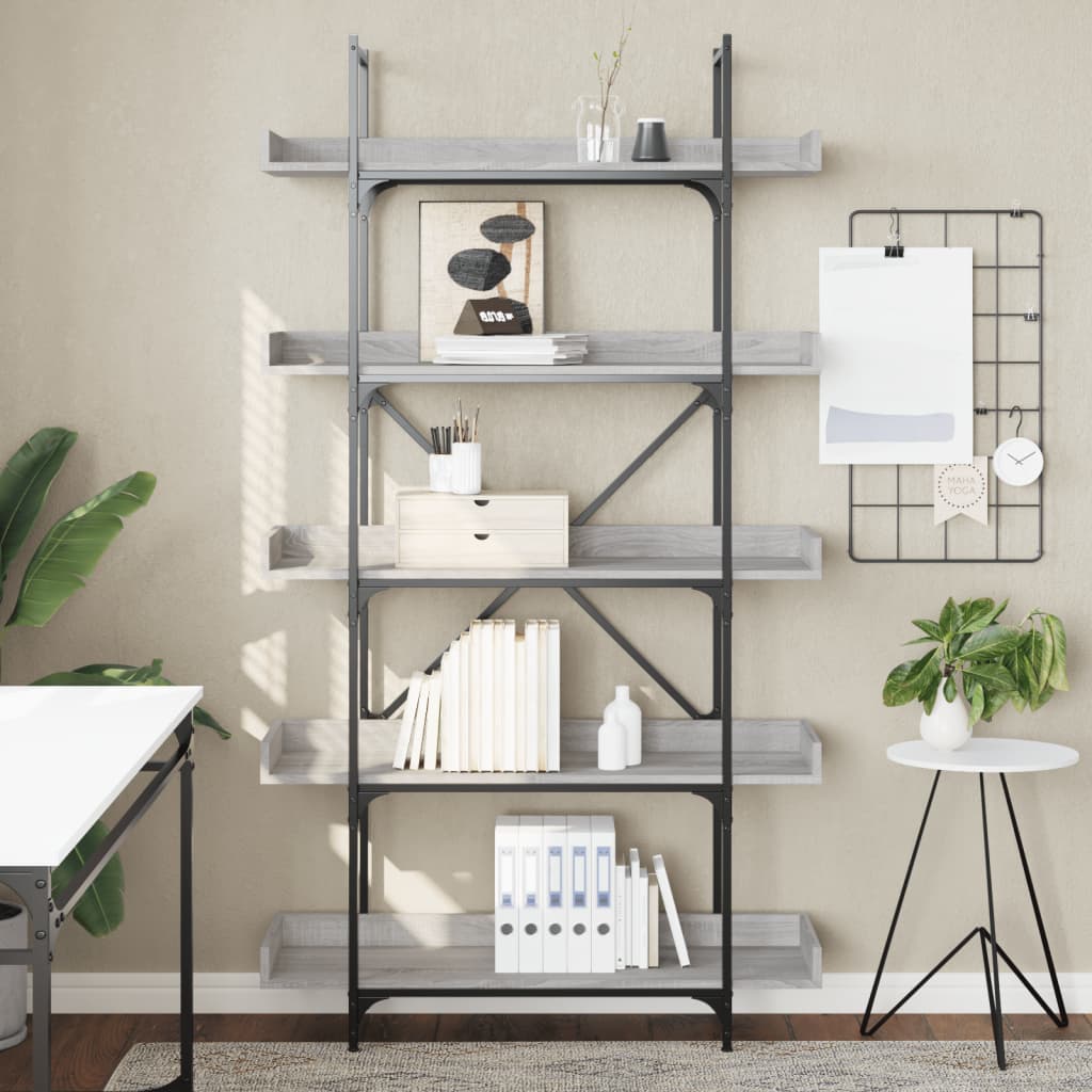 Libreria 5 Ripiani Grigio Sonoma 100x33x180,5 Legno Multistrato | homemem39