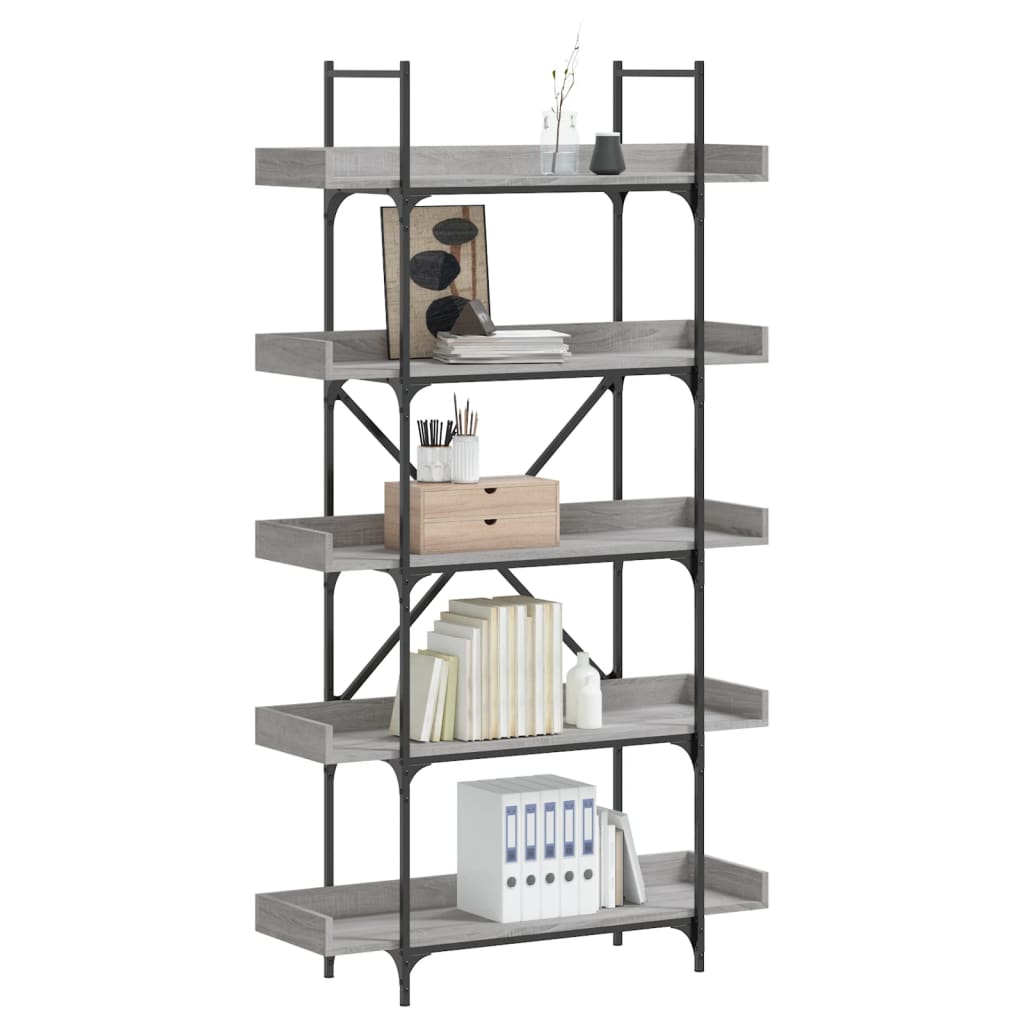 Libreria 5 Ripiani Grigio Sonoma 100x33x180,5 Legno Multistrato | homemem39