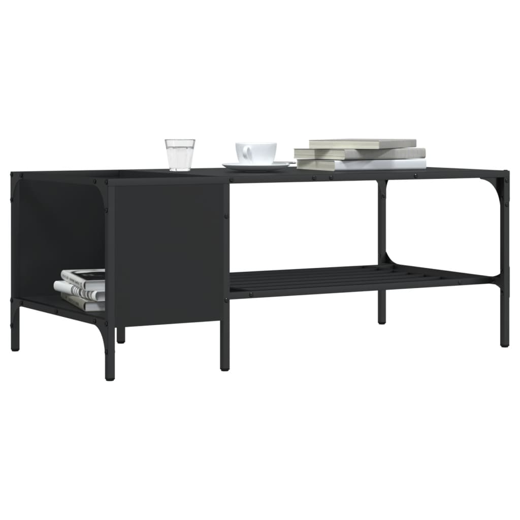 Tavolino Salotto con Ripiano Nero 100x51x40cm Legno Multistrato | homemem39