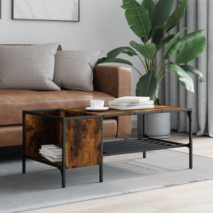 Tavolino Salotto Ripiano Rovere Fumo 100x51x40cm Multistrato | homemem39