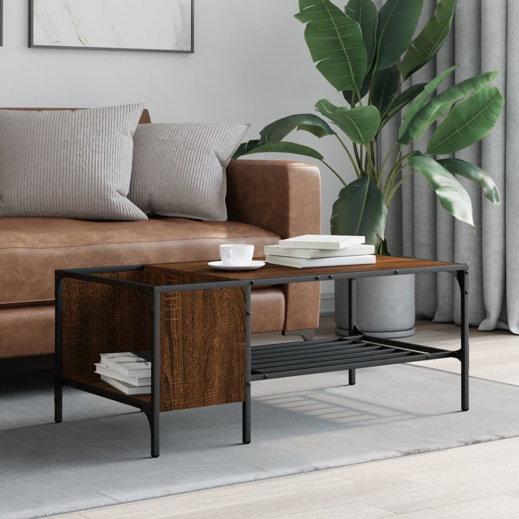Tavolino Salotto Ripiano Rovere Marrone 100x51x40cm Multistrato | homemem39