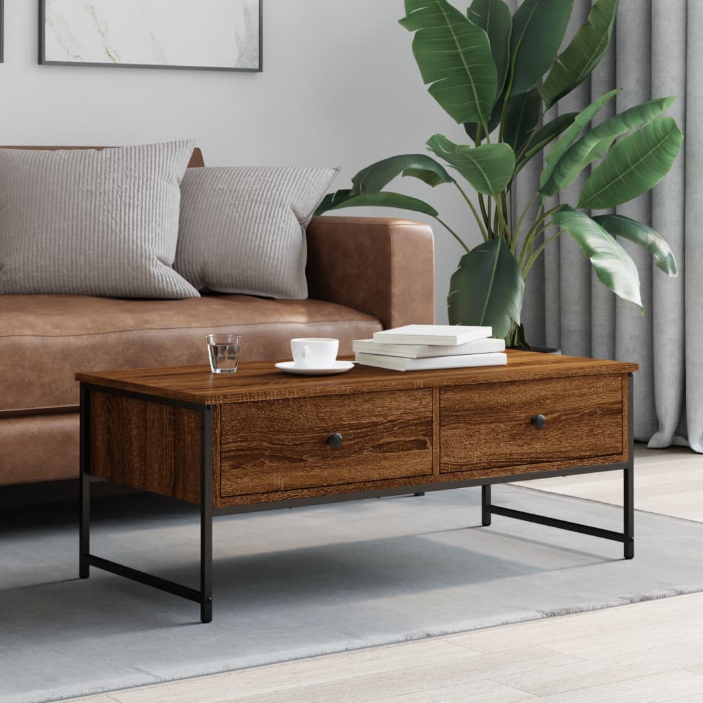 Tavolino Salotto Rovere Marrone 101x49x39,5cm Legno Multistrato | homemem39