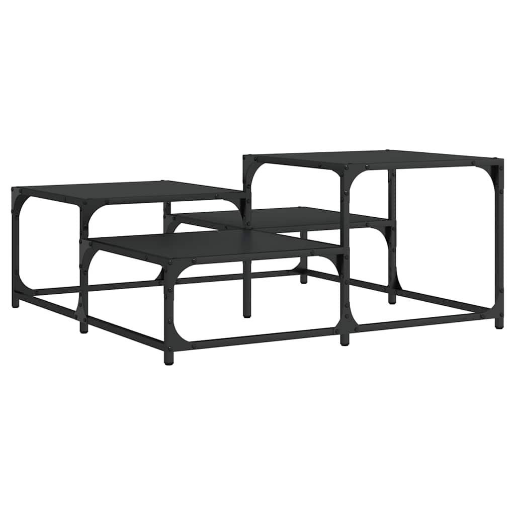 Tavolino da Salotto Nero 87,5x87,5x40 cm in Legno Multistrato | homemem39