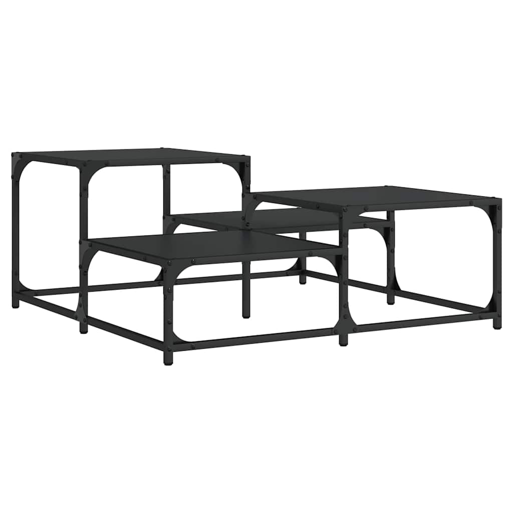 Tavolino da Salotto Nero 87,5x87,5x40 cm in Legno Multistrato | homemem39