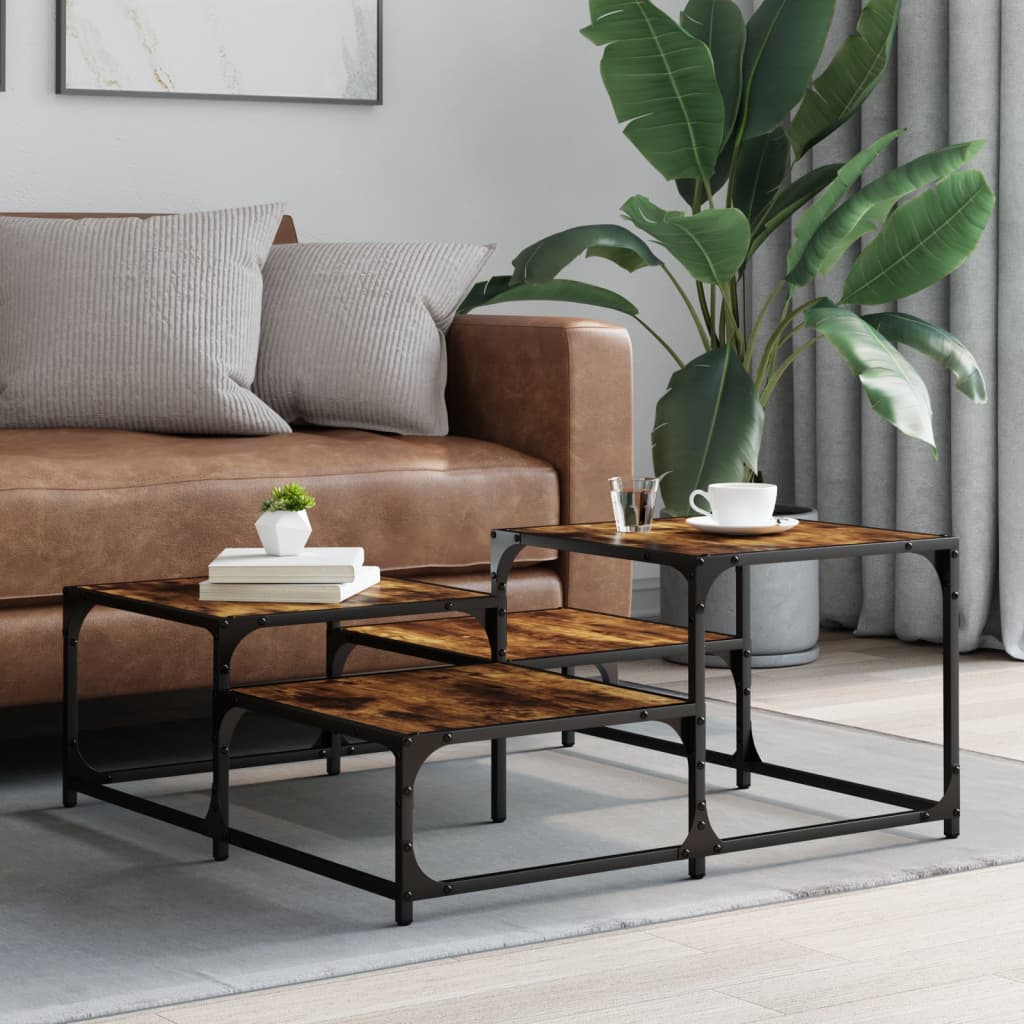 Tavolino Salotto Rovere Fumo 87,5x87,5x40 cm Legno Multistrato | homemem39