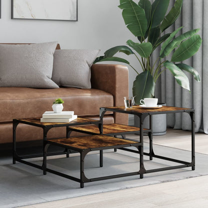 Tavolino Salotto Rovere Fumo 87,5x87,5x40 cm Legno Multistrato | homemem39