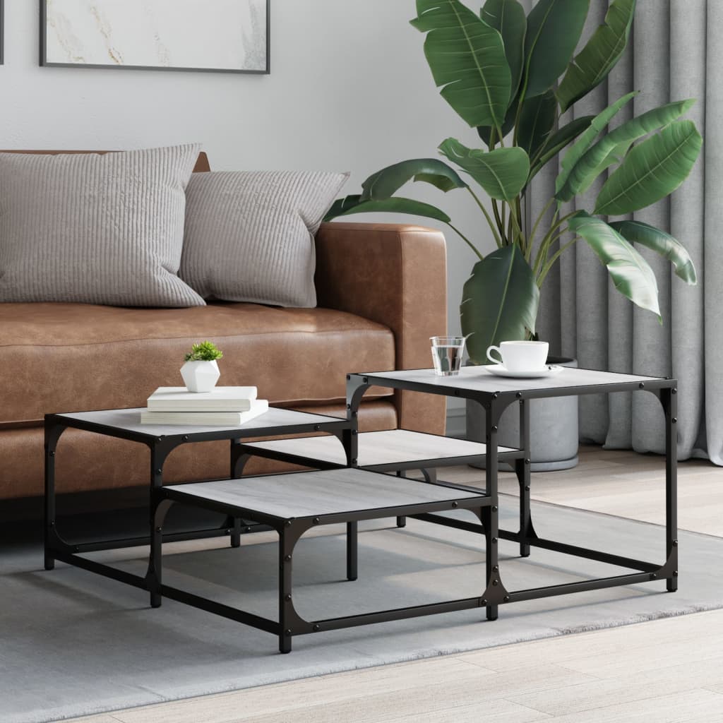 Tavolino Salotto Grigio Sonoma 87,5x87,5x40cm Legno Multistrato | homemem39