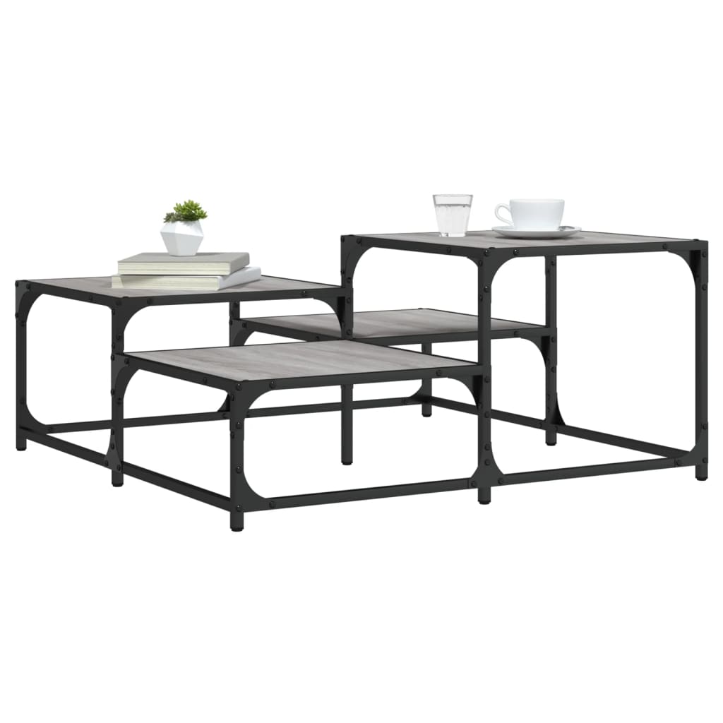 Tavolino Salotto Grigio Sonoma 87,5x87,5x40cm Legno Multistrato | homemem39