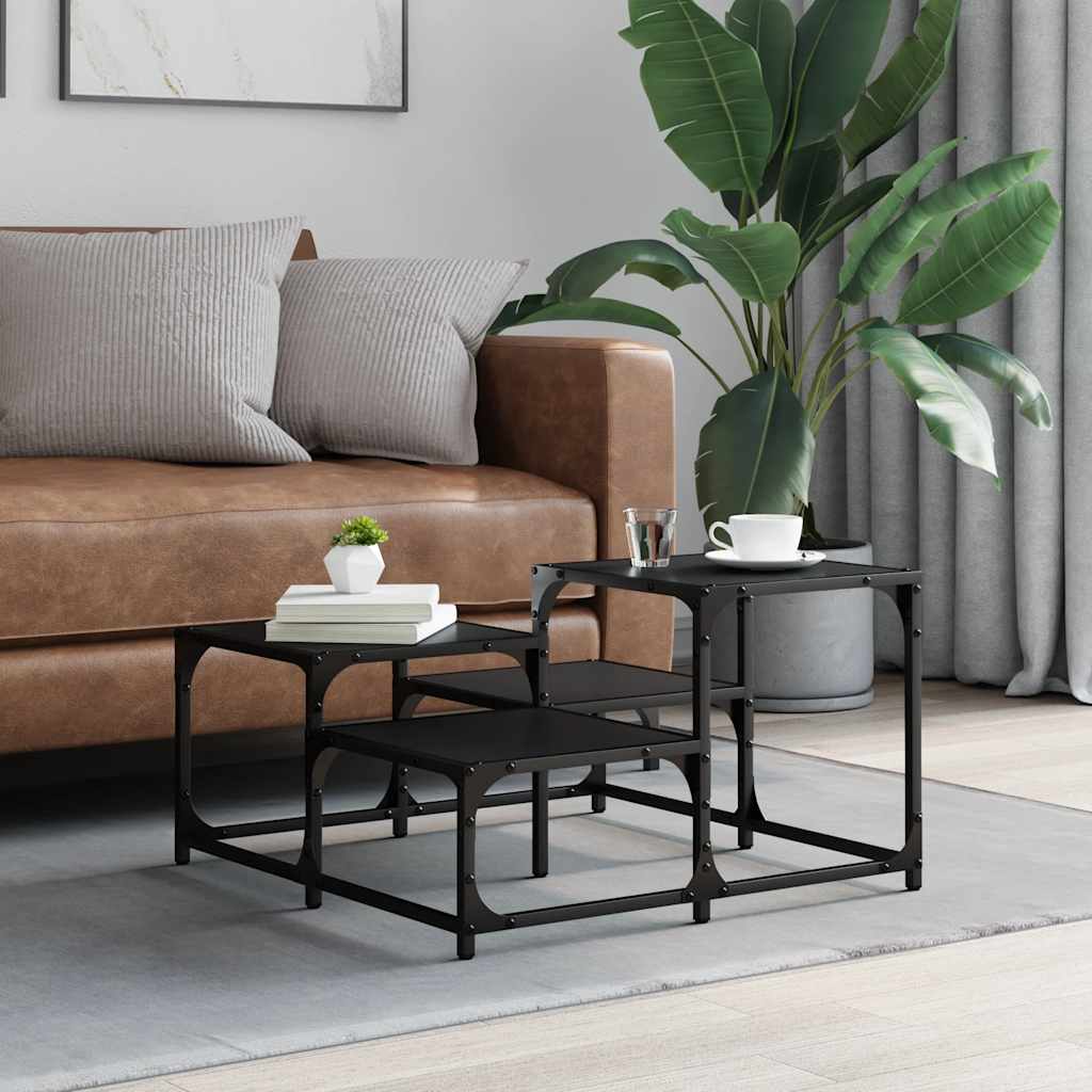 Tavolino da Salotto Nero 68x68x40 cm in Legno Multistrato | homemem39