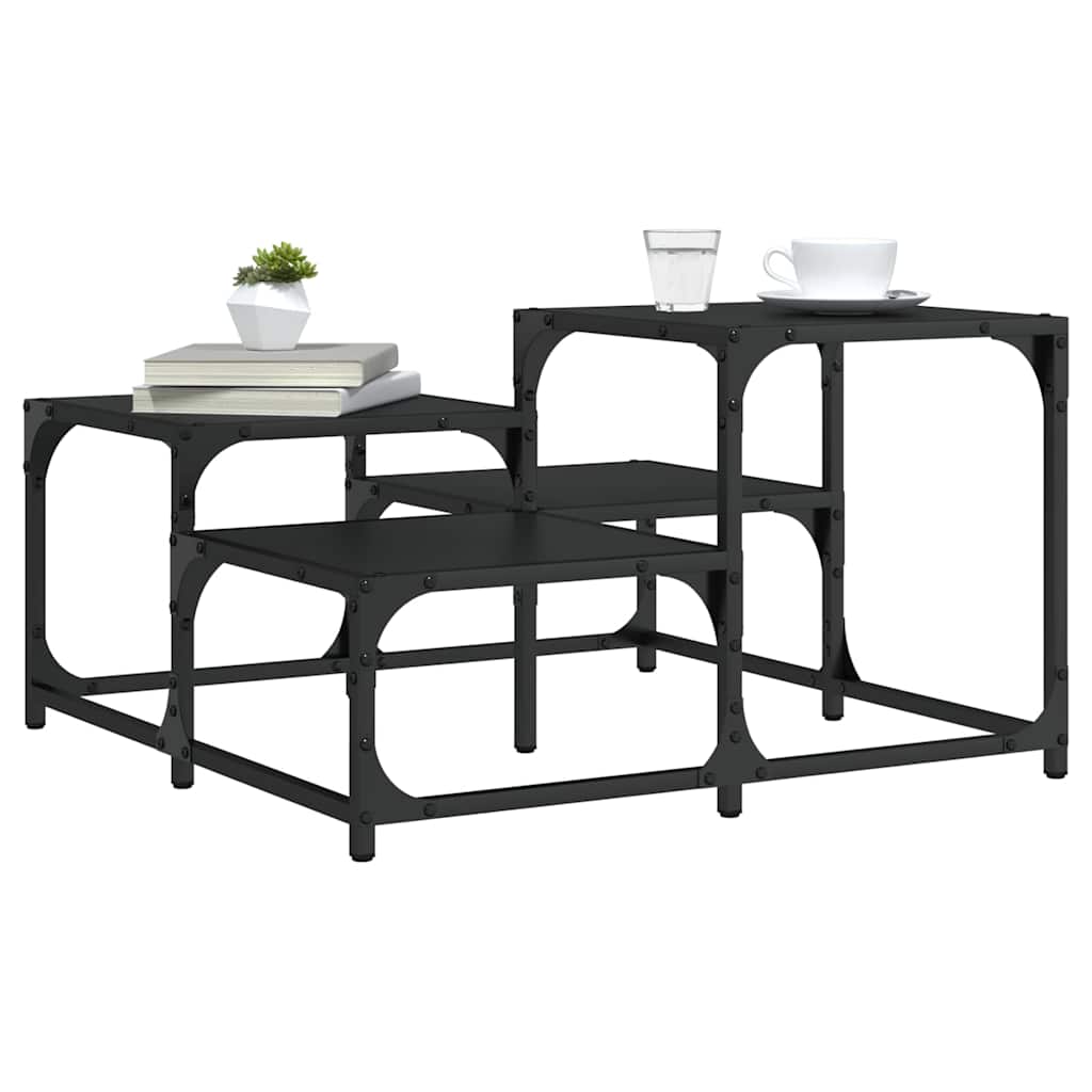 Tavolino da Salotto Nero 68x68x40 cm in Legno Multistrato | homemem39