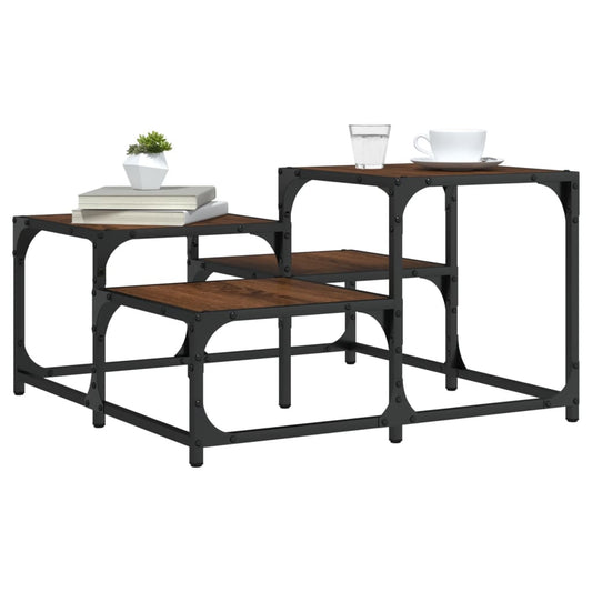 Tavolino da Salotto Rovere Marrone 68x68x40cm Legno Multistrato | homemem39