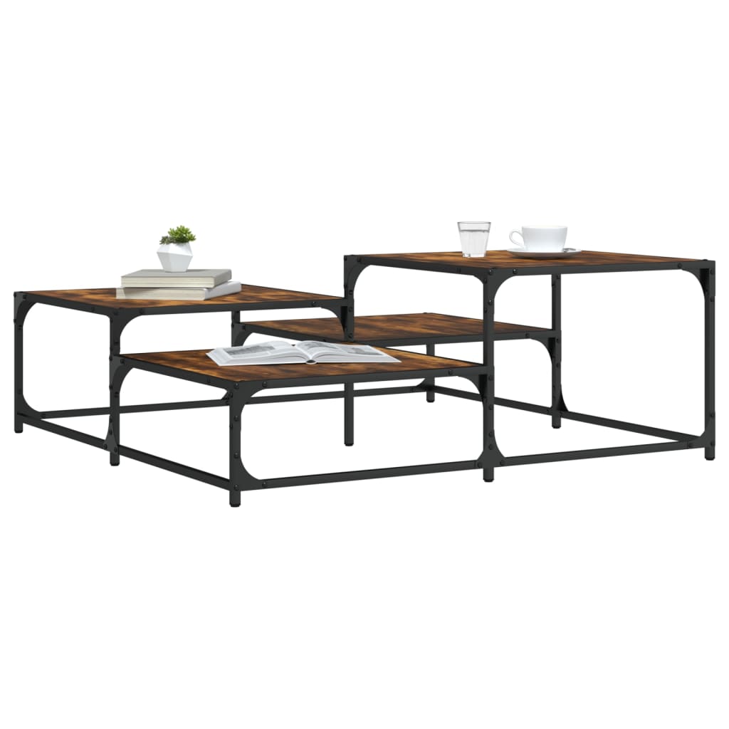 Tavolino da Salotto Rovere Fumo 107x107x40 cm Legno Multistrato | homemem39