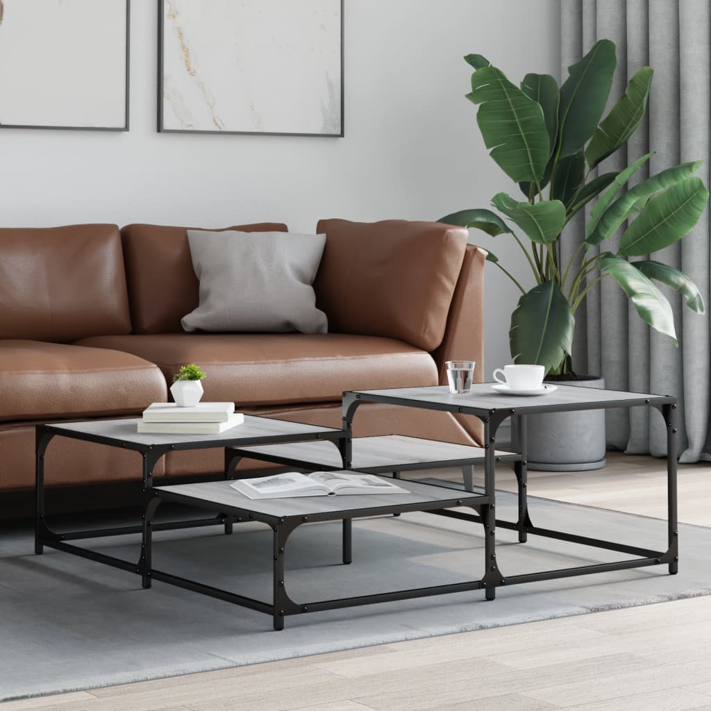 Tavolino Salotto Grigio Sonoma 107x107x40 cm Legno Multistrato | homemem39