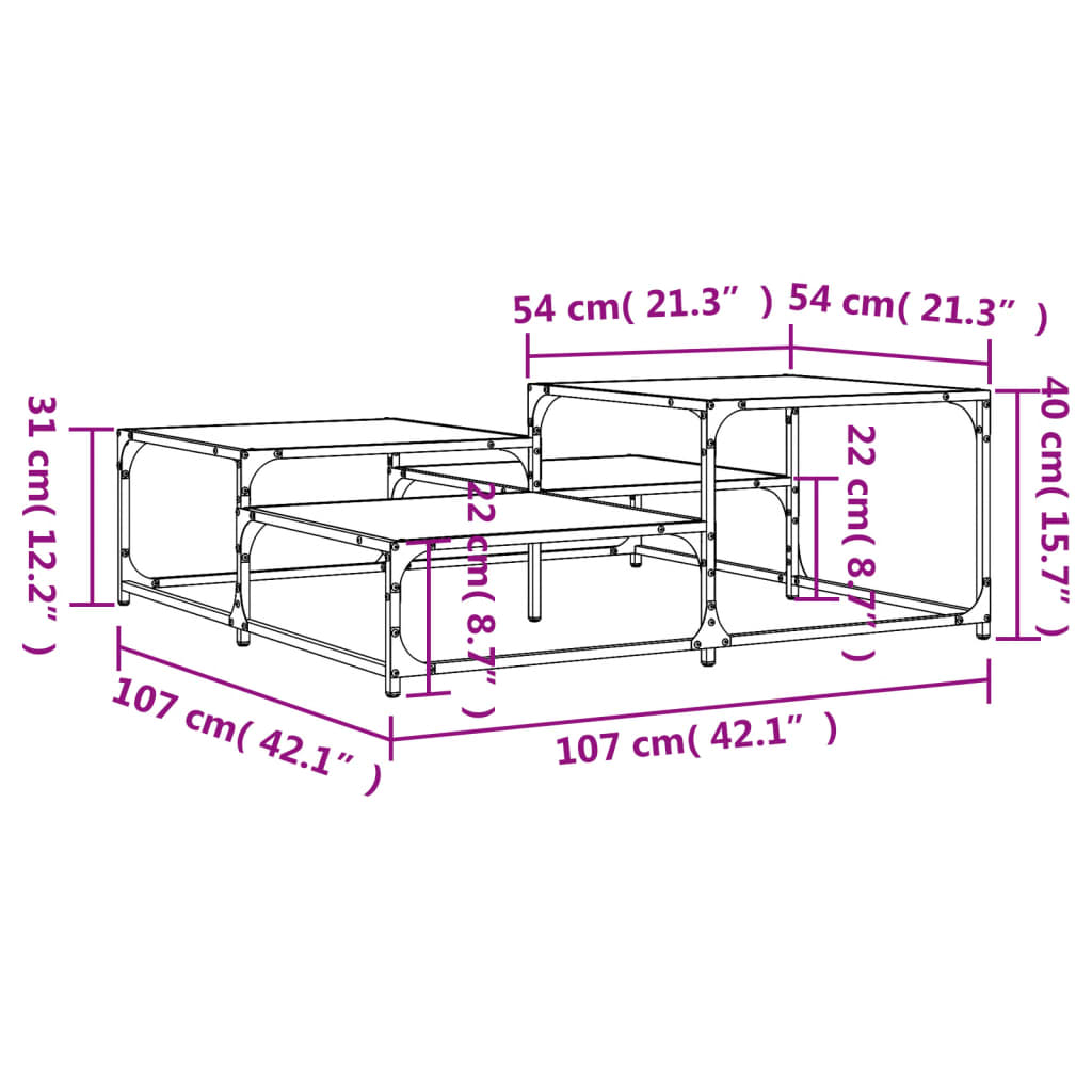 Tavolino Salotto Grigio Sonoma 107x107x40 cm Legno Multistrato | homemem39