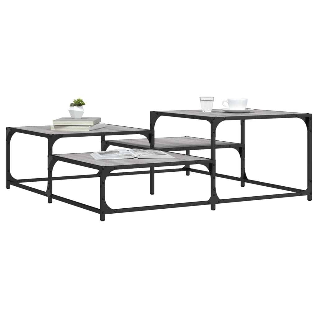 Tavolino Salotto Grigio Sonoma 107x107x40 cm Legno Multistrato | homemem39