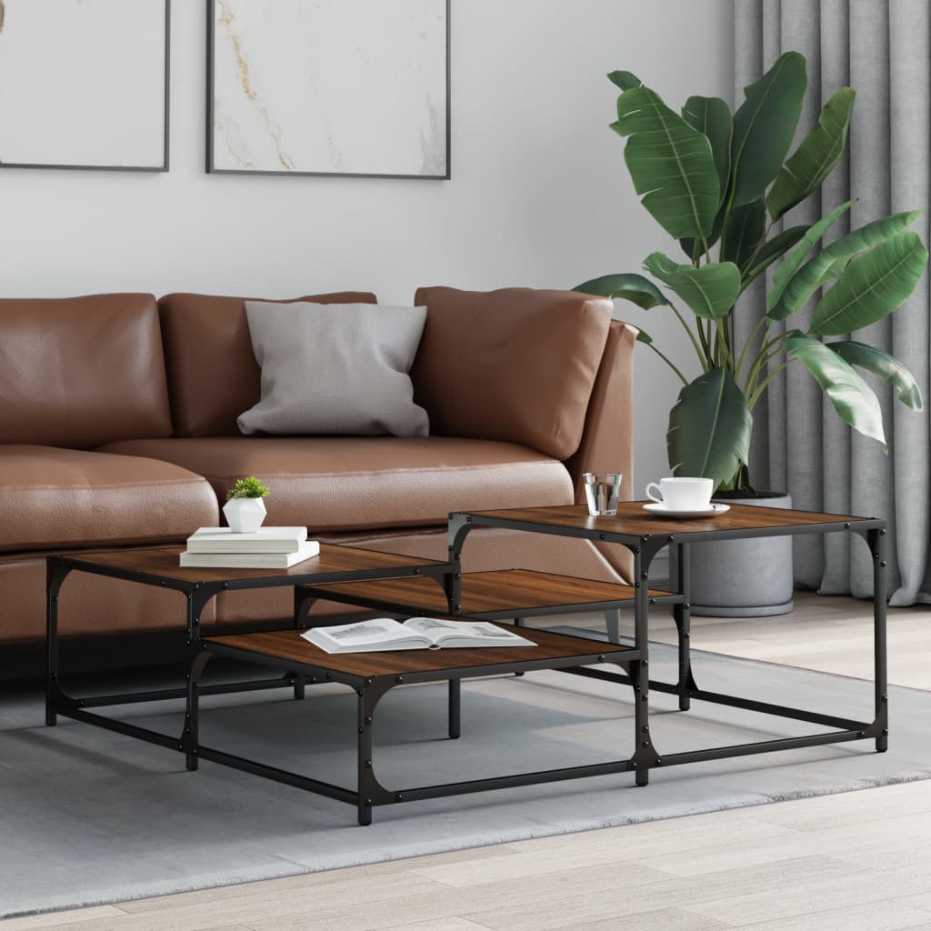 Tavolino Salotto Rovere Marrone 107x107x40 cm Legno Multistrato | homemem39