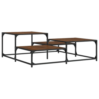 Tavolino Salotto Rovere Marrone 107x107x40 cm Legno Multistrato