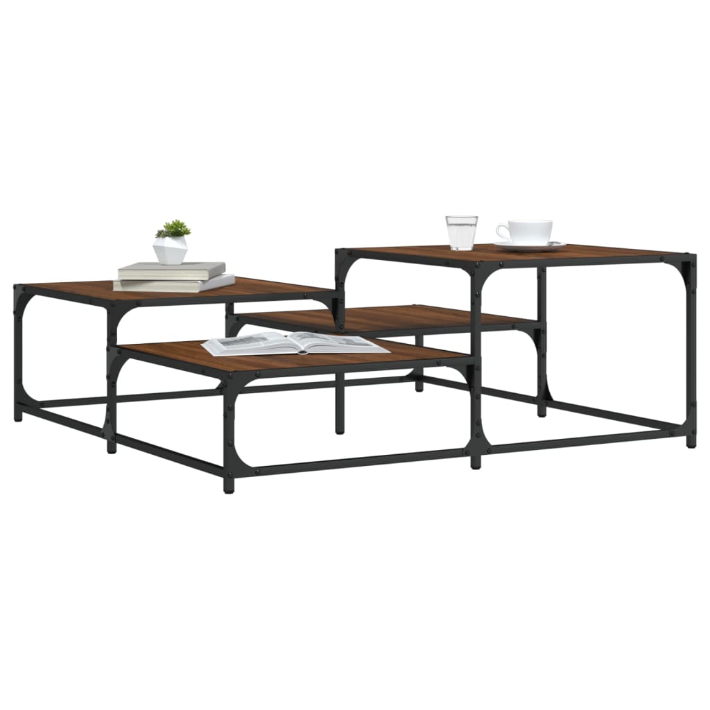 Tavolino Salotto Rovere Marrone 107x107x40 cm Legno Multistrato | homemem39