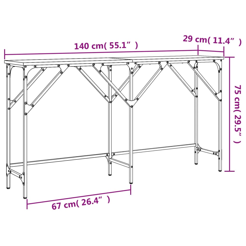 Tavolino Consolle Nero 140x29x75 cm in Legno Multistrato - homemem39