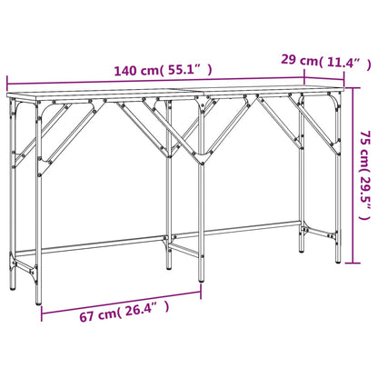 Tavolino Consolle Nero 140x29x75 cm in Legno Multistrato - homemem39