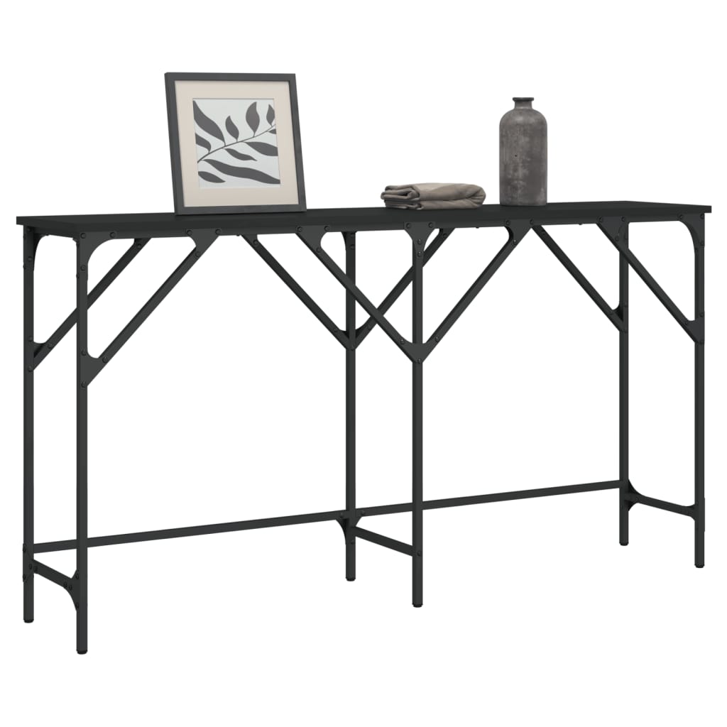 Tavolino Consolle Nero 140x29x75 cm in Legno Multistrato - homemem39