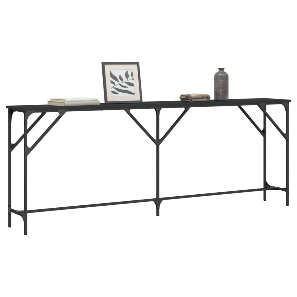 Tavolino Consolle Nero 200x29x75 cm in Legno Multistrato - homemem39