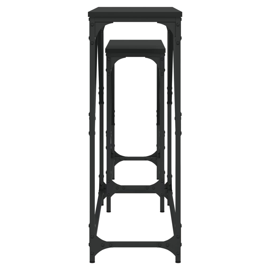 Tavolini Consolle Impilabili 2 pz Neri in Legno Multistrato - homemem39