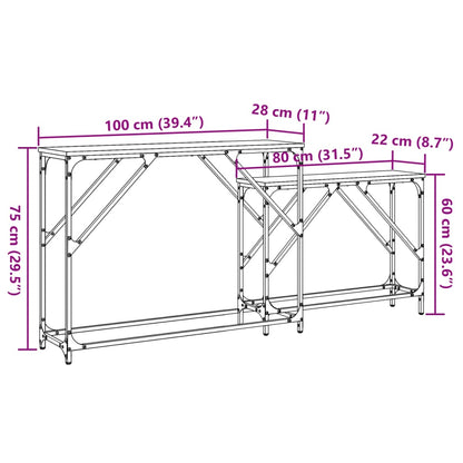 Tavolini Consolle Impilabili 2 pz Neri in Legno Multistrato - homemem39