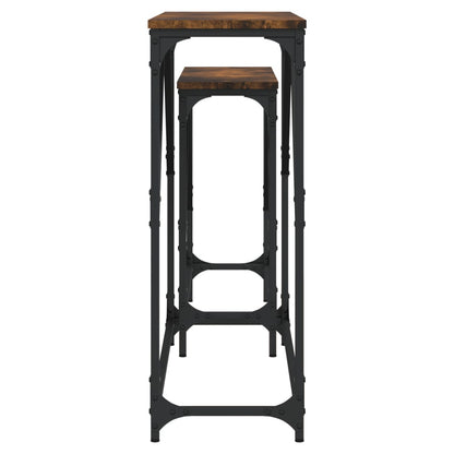 Tavoli Consolle Impilabili 2pz Rovere Fumo Legno Multistrato