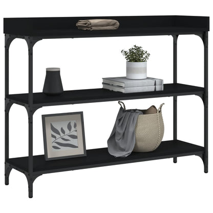 Tavolino Consolle con Ripiani Nero 100x30x80 cm - homemem39