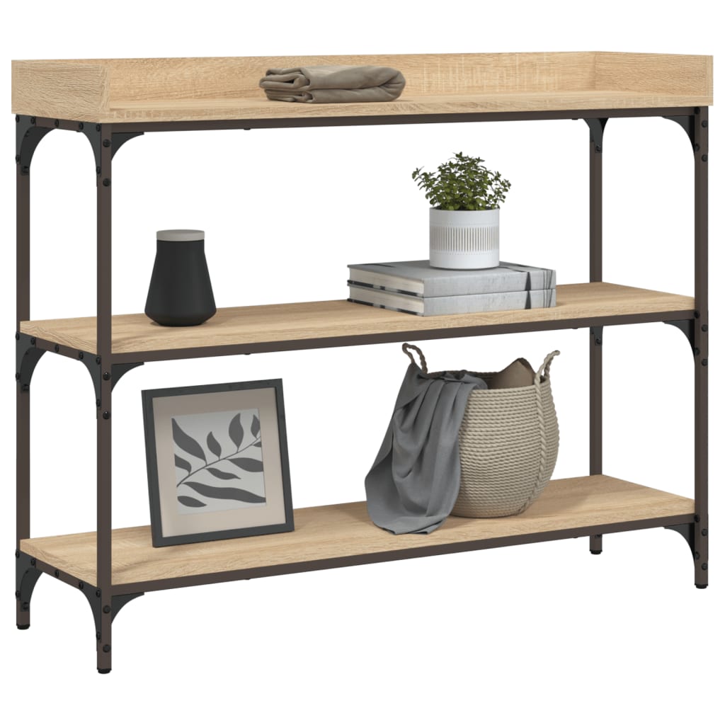 Tavolino Consolle con Ripiani Rovere Sonoma 100x30x80 cm | homemem39
